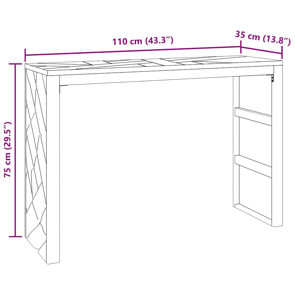 vidaXL Mesa consola madera maciza de teca 110x35x75 cm