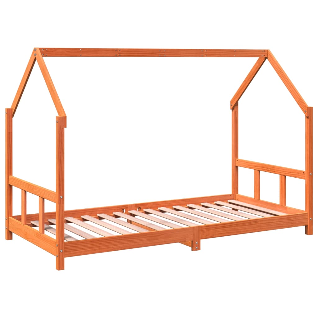 vidaXL Estructura de cama infantil madera de pino marrón cera 90x190cm