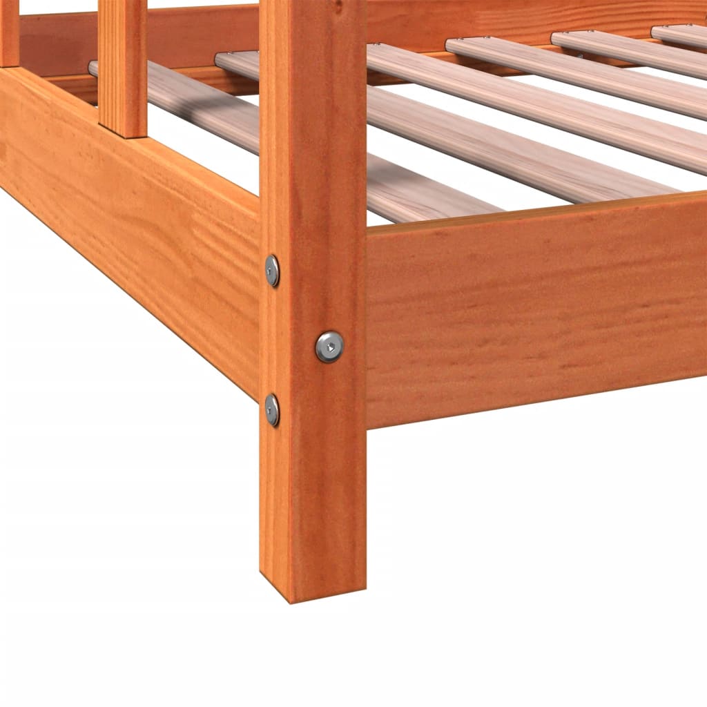 vidaXL Estructura de cama infantil madera de pino marrón cera 90x190cm