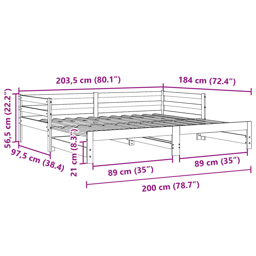 vidaXL Sofá cama nido madera maciza de pino blanco 90x200 cm