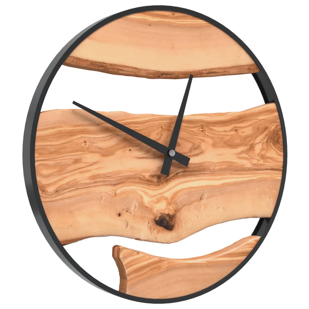 vidaXL Reloj de pared hierro y madera de olivo marrón Ø35 cm