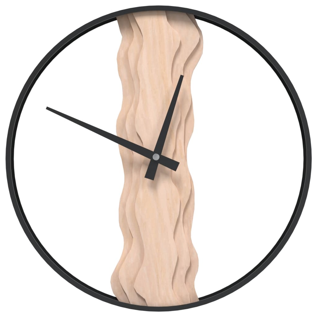 vidaXL Reloj de pared de hierro y madera de roble marrón Ø35 cm