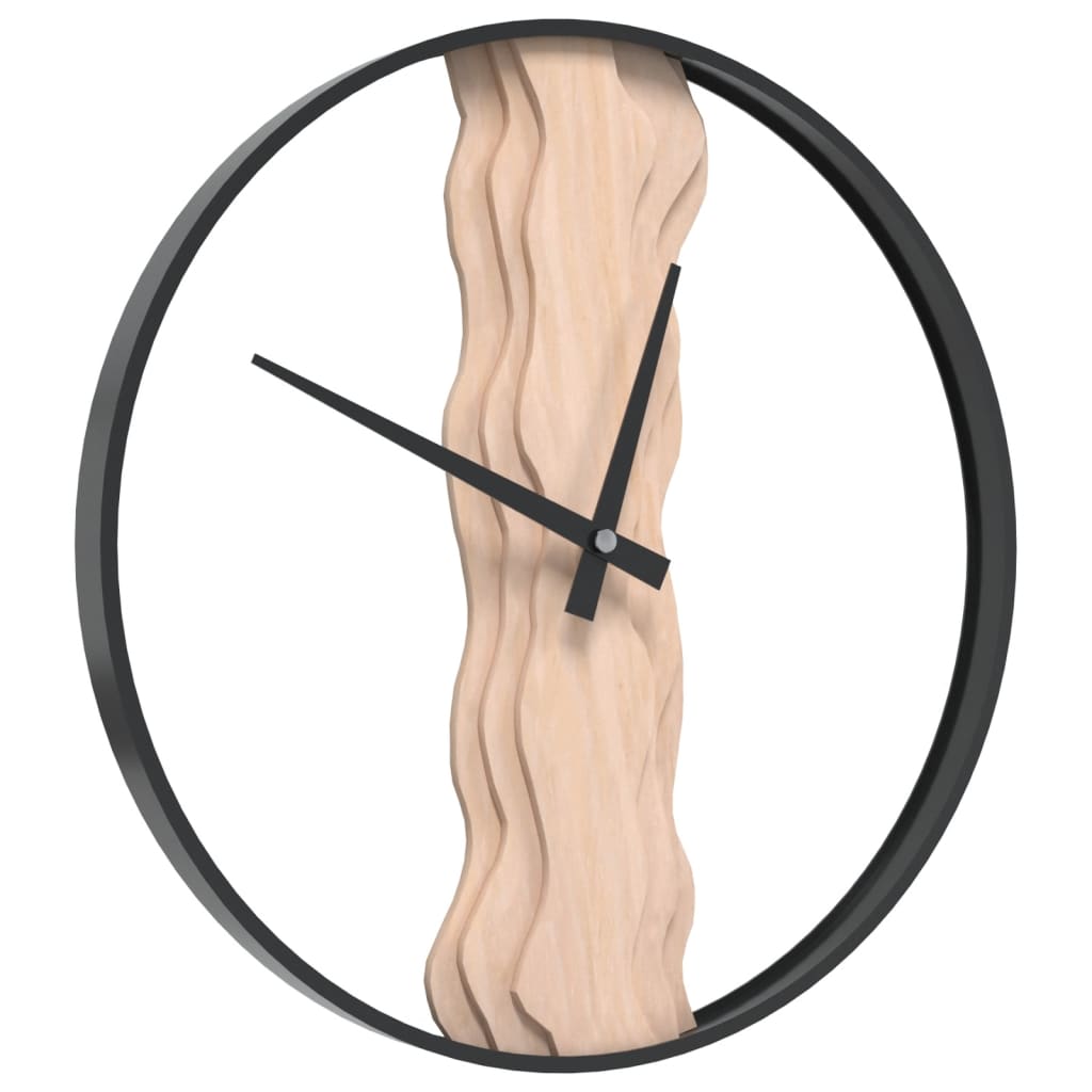 vidaXL Reloj de pared de hierro y madera de roble marrón Ø35 cm