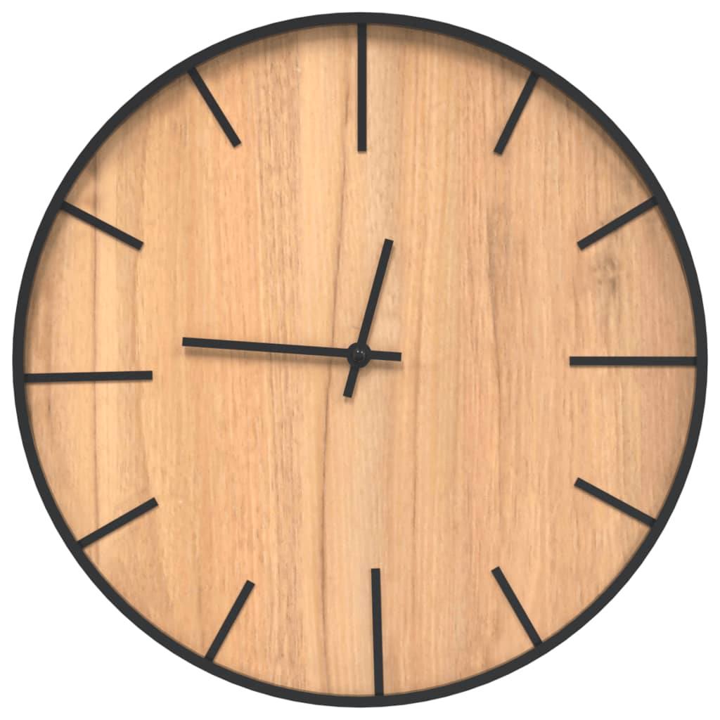 vidaXL Reloj de pared de hierro y madera de ingeniería marrón Ø39 cm