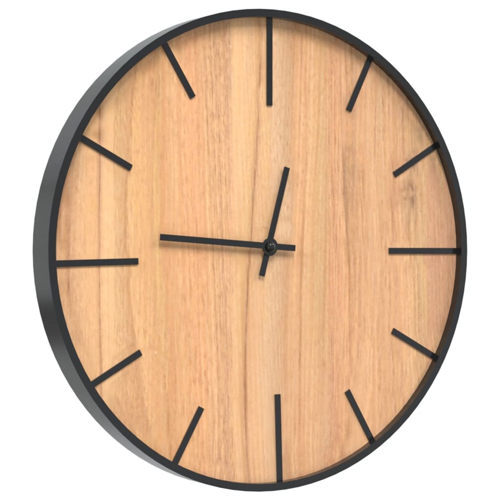 vidaXL Reloj de pared de hierro y madera de ingeniería marrón Ø39 cm