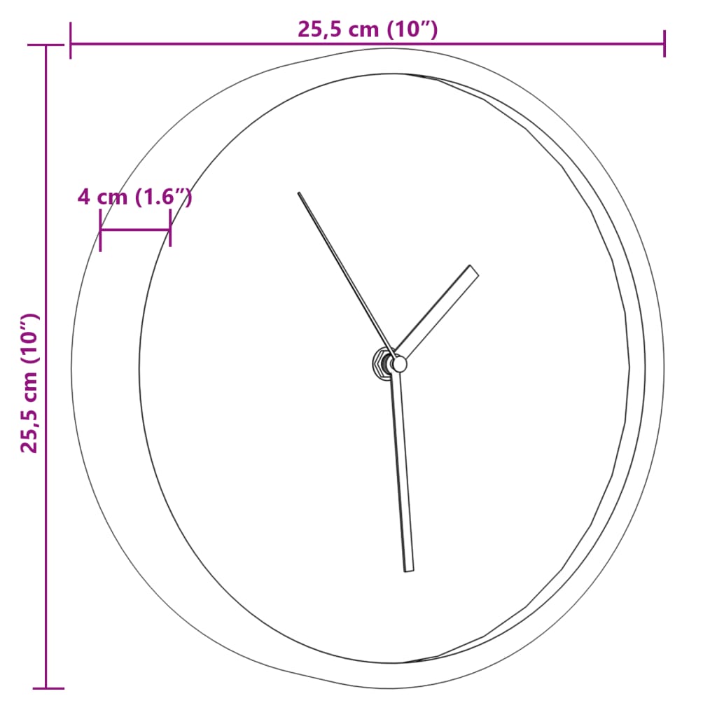 vidaXL Reloj de pared poliestireno y cristal rosa Ø25,5 cm