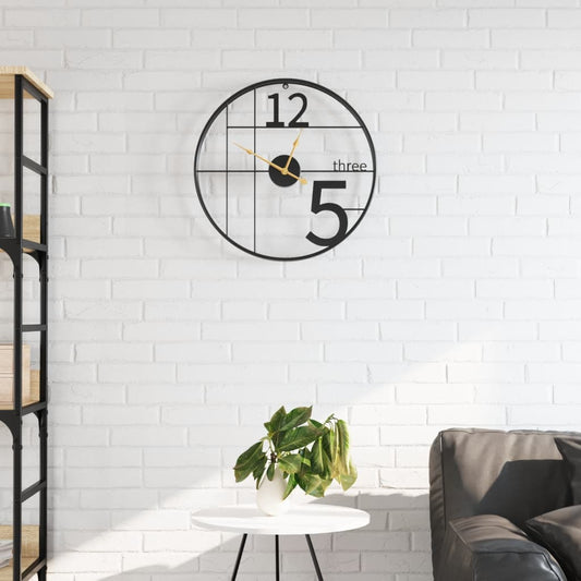 vidaXL Reloj de pared de hierro negro Ø50 cm