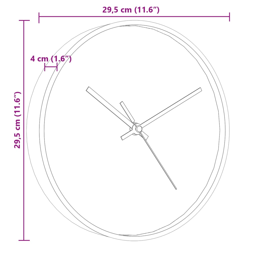 vidaXL Reloj de pared poliestireno y cristal dorado y azul Ø29,5 cm