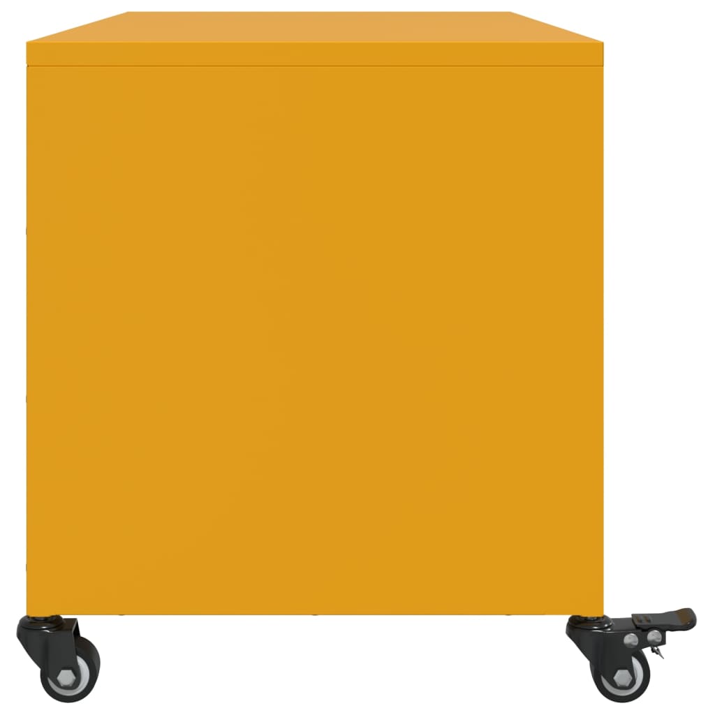 vidaXL Mueble TV acero laminado en frío amarillo mostaza 68x39x43,5 cm