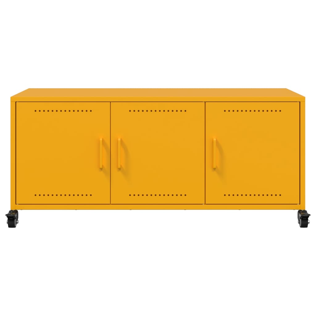 vidaXL Mueble de TV de acero amarillo mostaza 100,5x39x43,5 cm