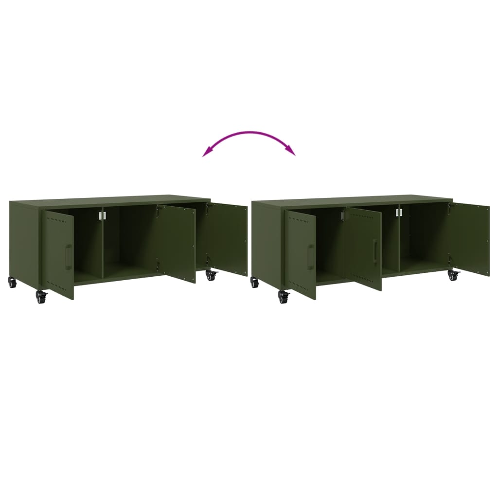 vidaXL Mueble TV acero laminado en frío verde oliva 100,5x39x43,5 cm