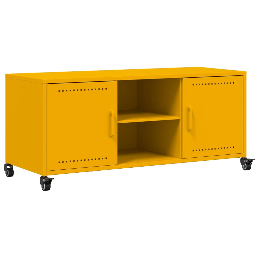 vidaXL Mueble de TV de acero amarillo mostaza 100,5x39x43,5 cm