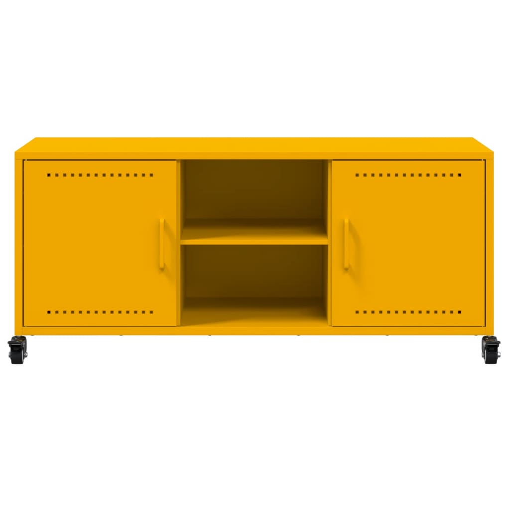 vidaXL Mueble de TV de acero amarillo mostaza 100,5x39x43,5 cm