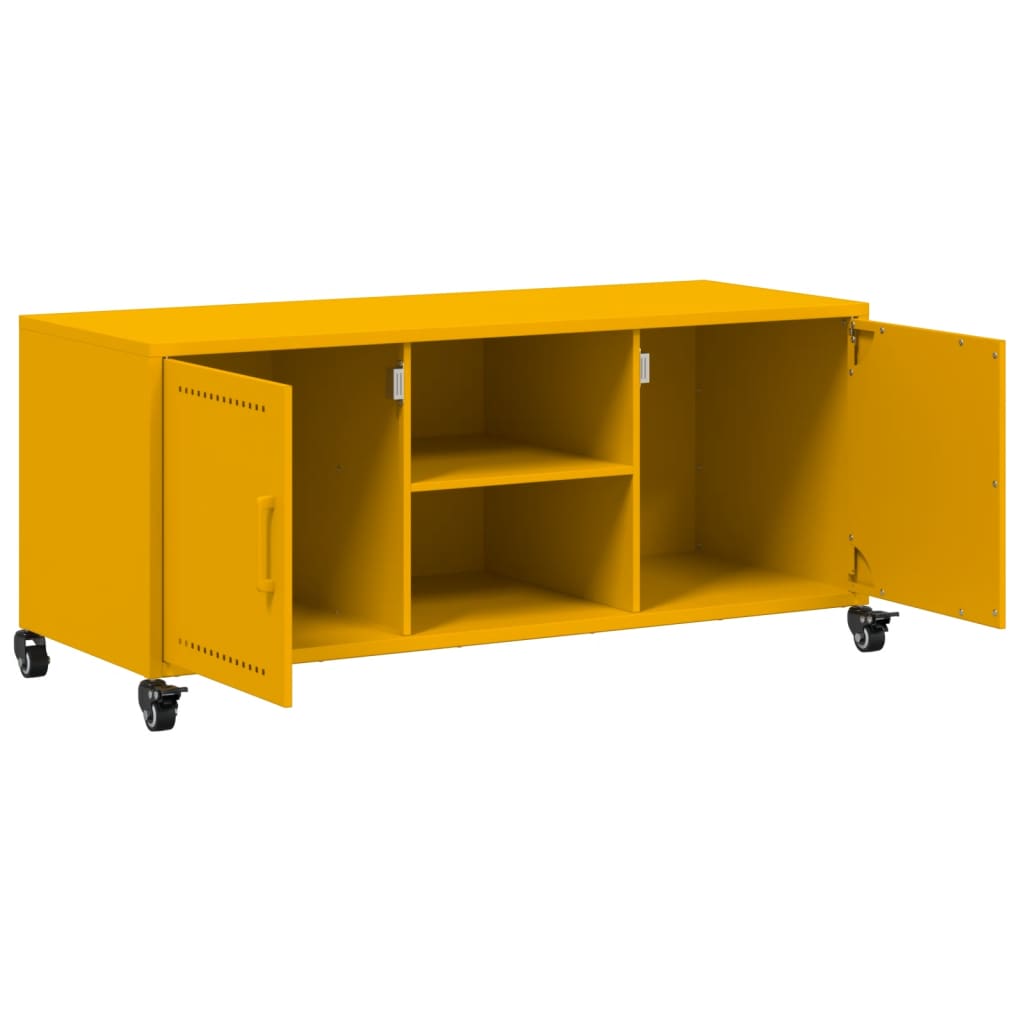 vidaXL Mueble de TV de acero amarillo mostaza 100,5x39x43,5 cm