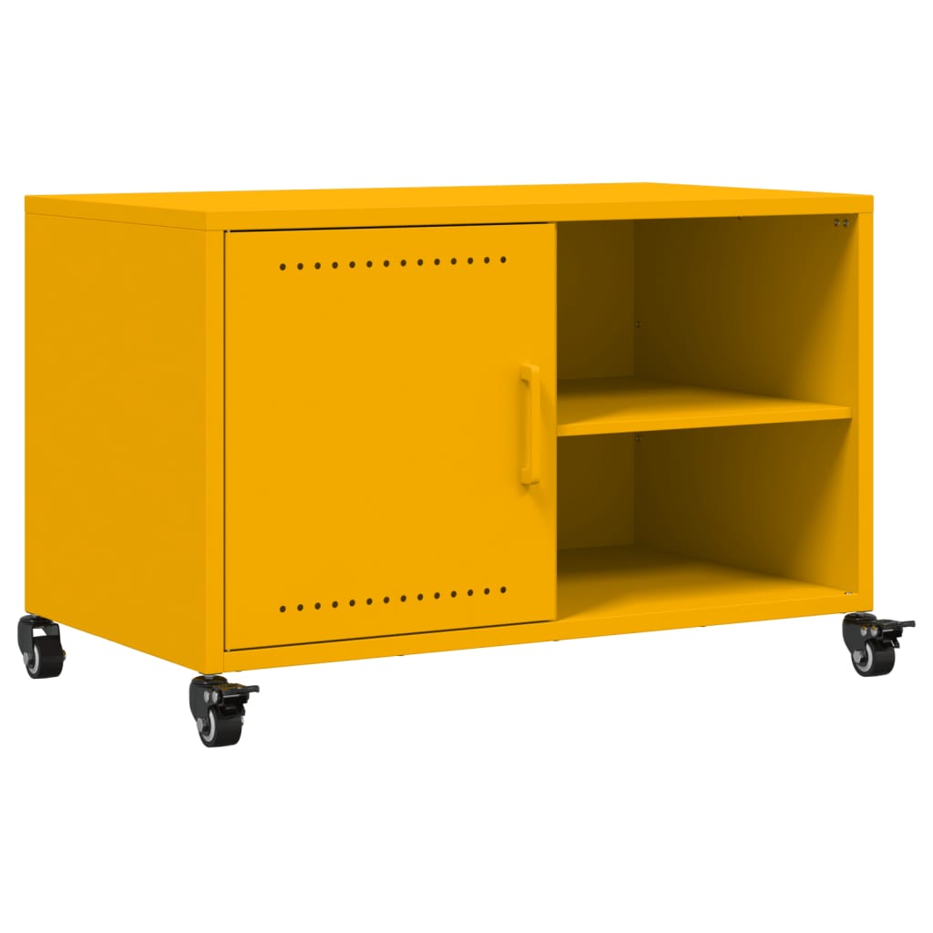 vidaXL Mueble de TV acero amarillo mostaza 68x39x43,5 cm