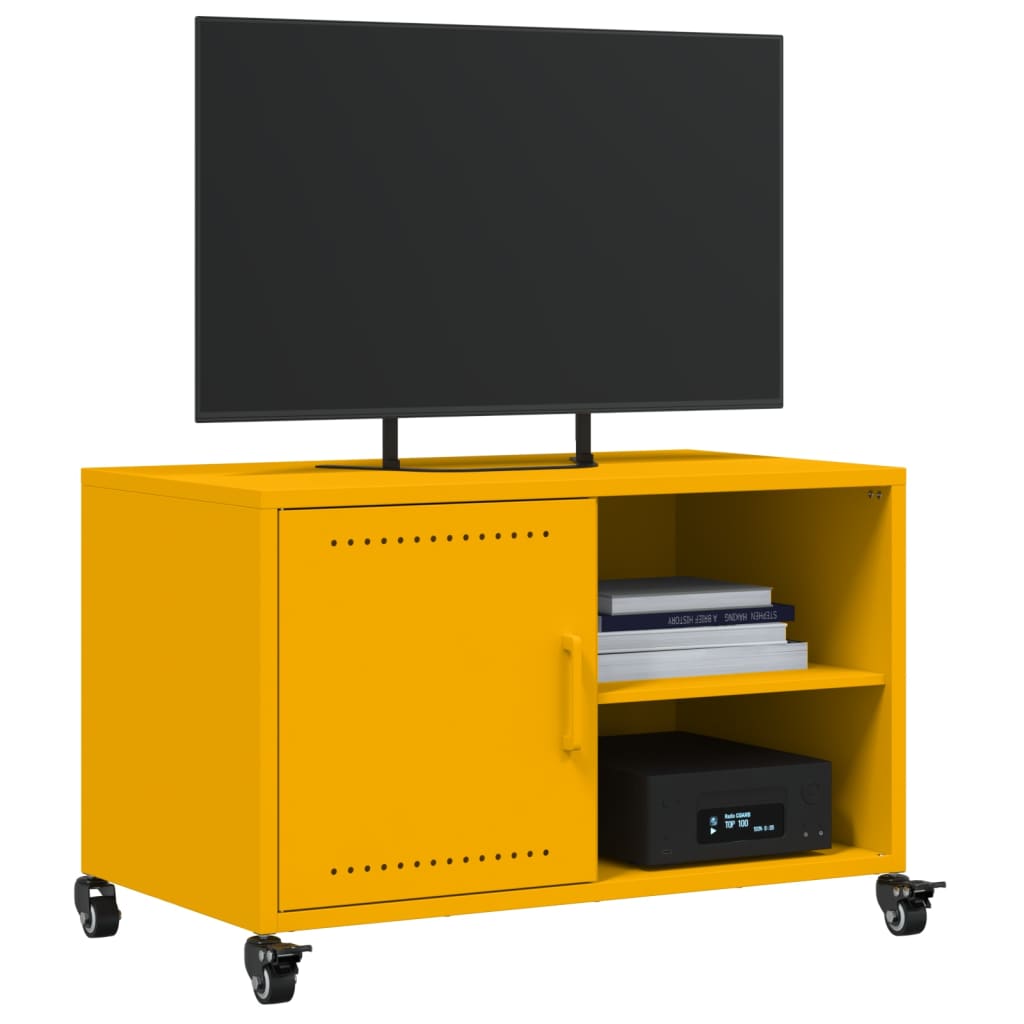 vidaXL Mueble de TV acero amarillo mostaza 68x39x43,5 cm