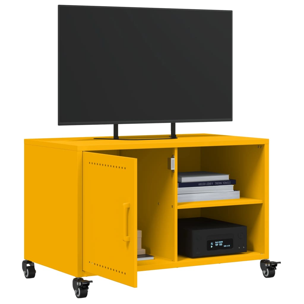 vidaXL Mueble de TV acero amarillo mostaza 68x39x43,5 cm