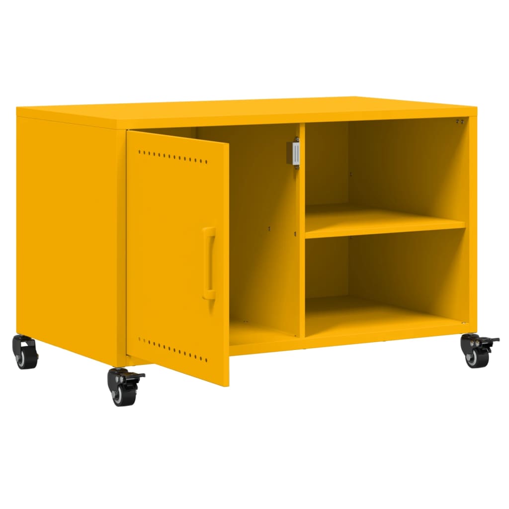 vidaXL Mueble de TV acero amarillo mostaza 68x39x43,5 cm