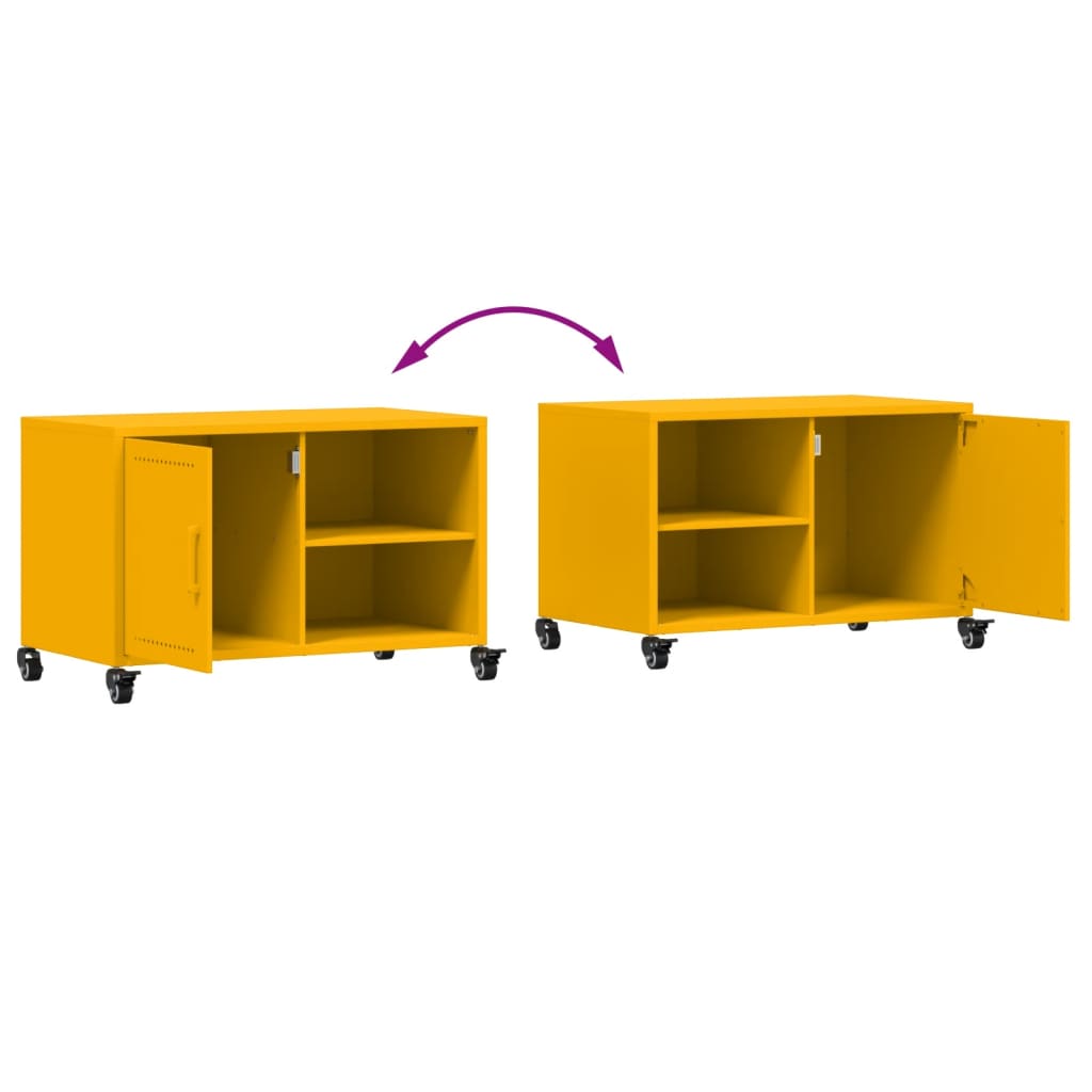 vidaXL Mueble de TV acero amarillo mostaza 68x39x43,5 cm