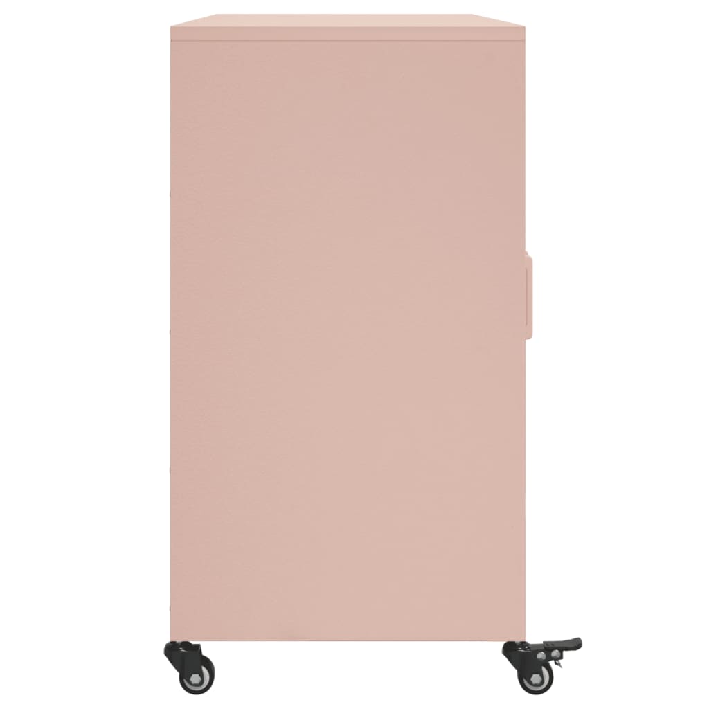 vidaXL Aparador de acero rosa 100,5x39x72 cm