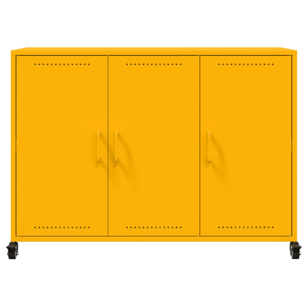 vidaXL Aparador de acero amarillo mostaza 100,5x39x72 cm