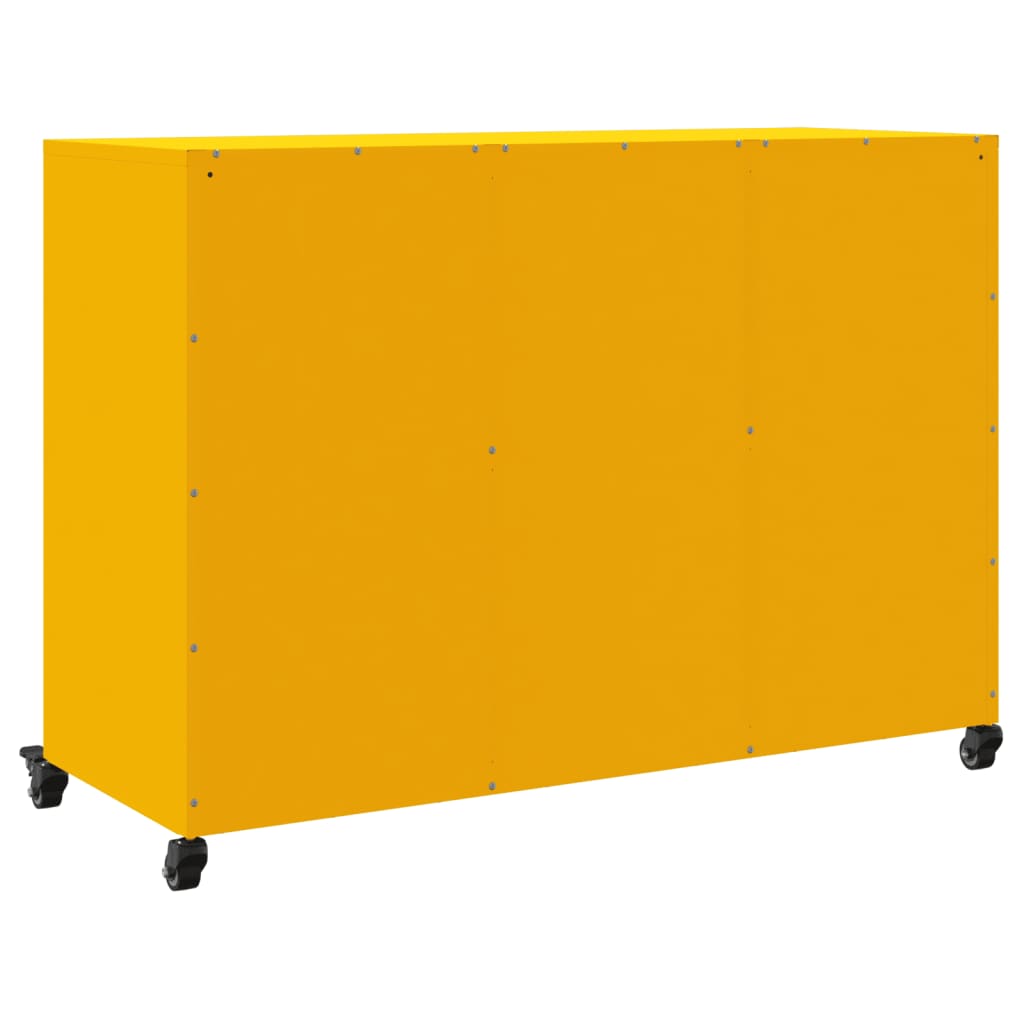 vidaXL Aparador de acero amarillo mostaza 100,5x39x72 cm