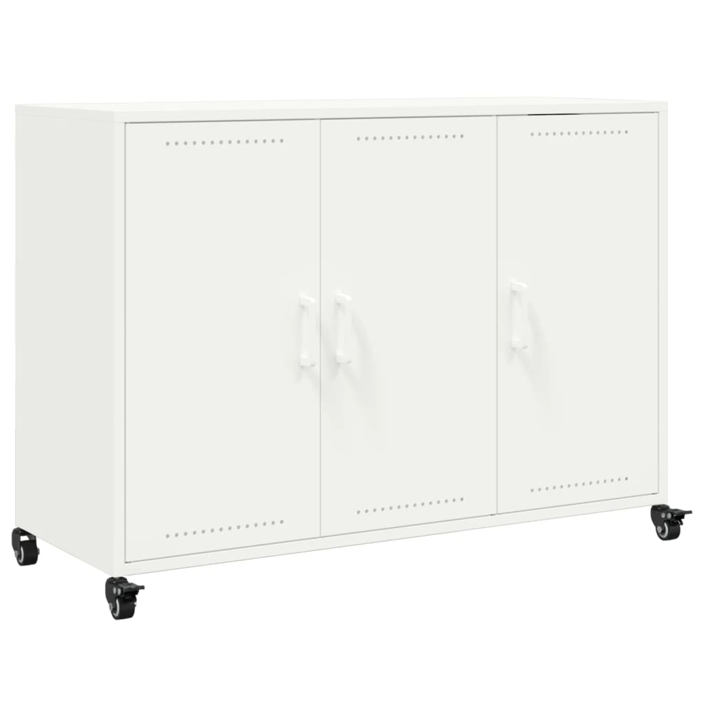 vidaXL Aparador de acero blanco 100,5x39x72 cm