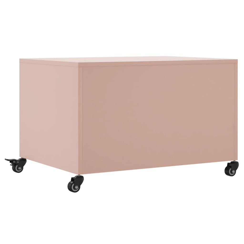 vidaXL Mesa de centro acero rosa 68x50x43,5 cm