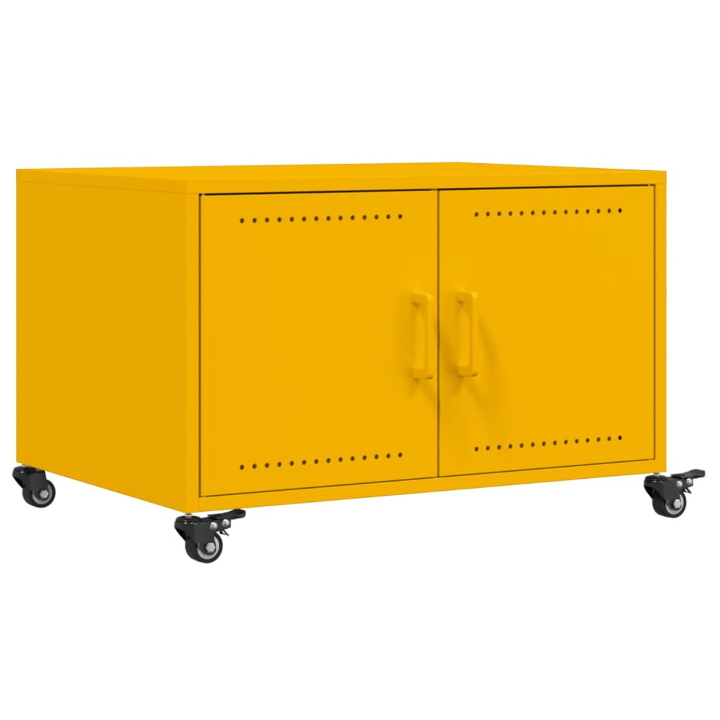 vidaXL Mesa de centro acero amarillo mostaza 68x50x43,5 cm