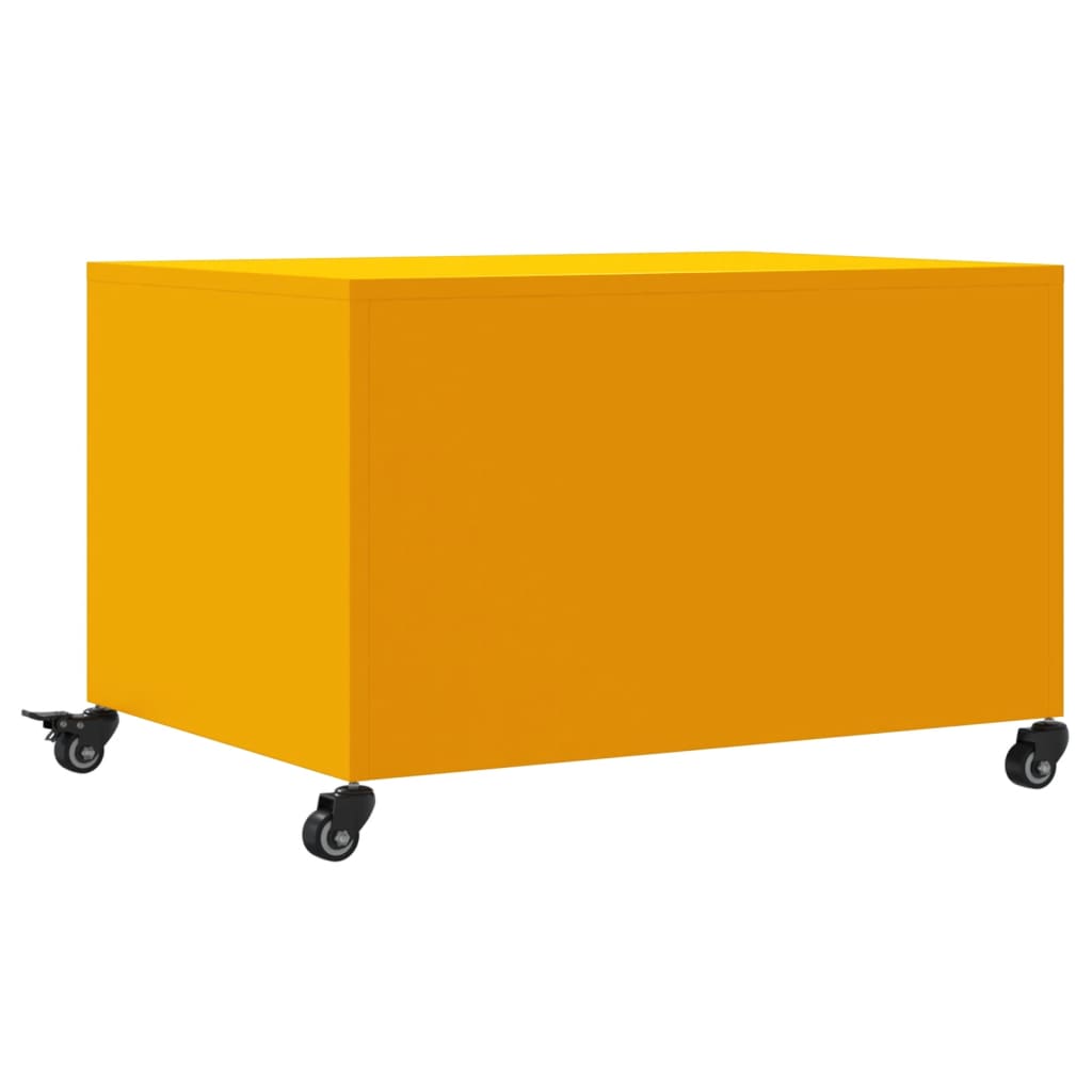 vidaXL Mesa de centro acero amarillo mostaza 68x50x43,5 cm