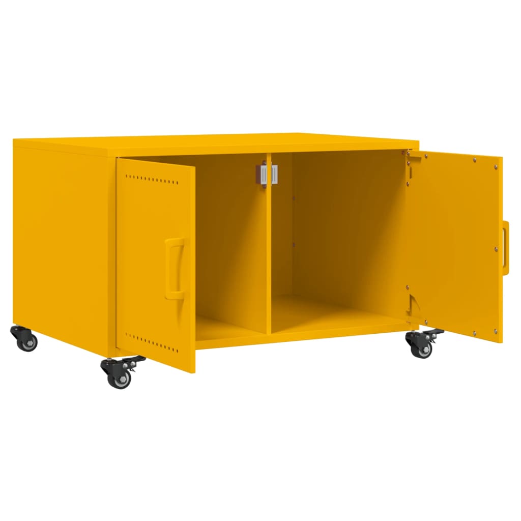 vidaXL Mesa de centro acero amarillo mostaza 68x50x43,5 cm