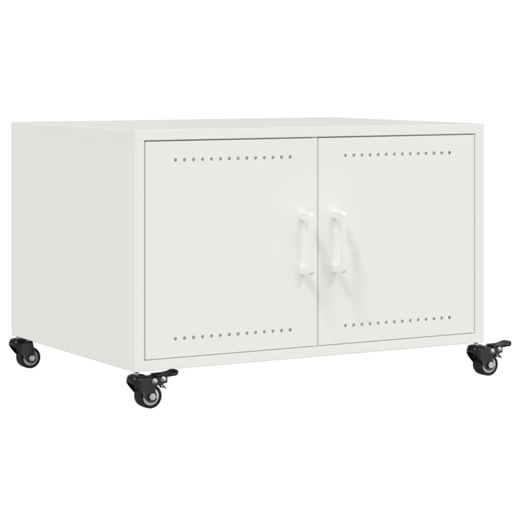 vidaXL Mesa de centro acero blanco 68x50x43,5 cm