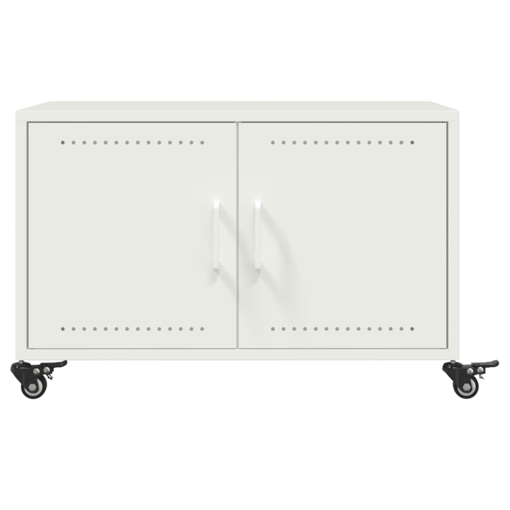 vidaXL Mesa de centro acero blanco 68x50x43,5 cm