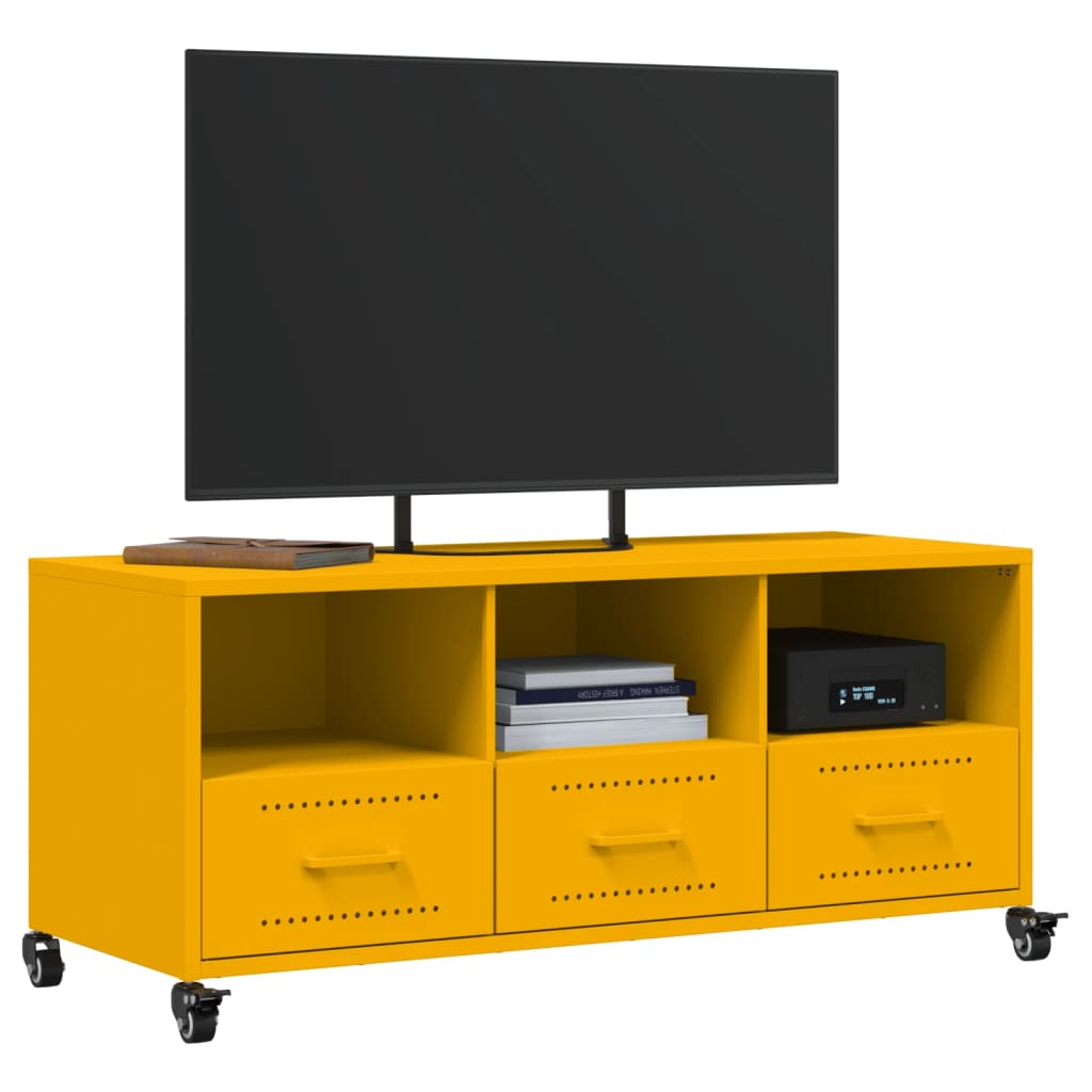 vidaXL Mueble de TV de acero amarillo mostaza 100,5x39x43,5 cm