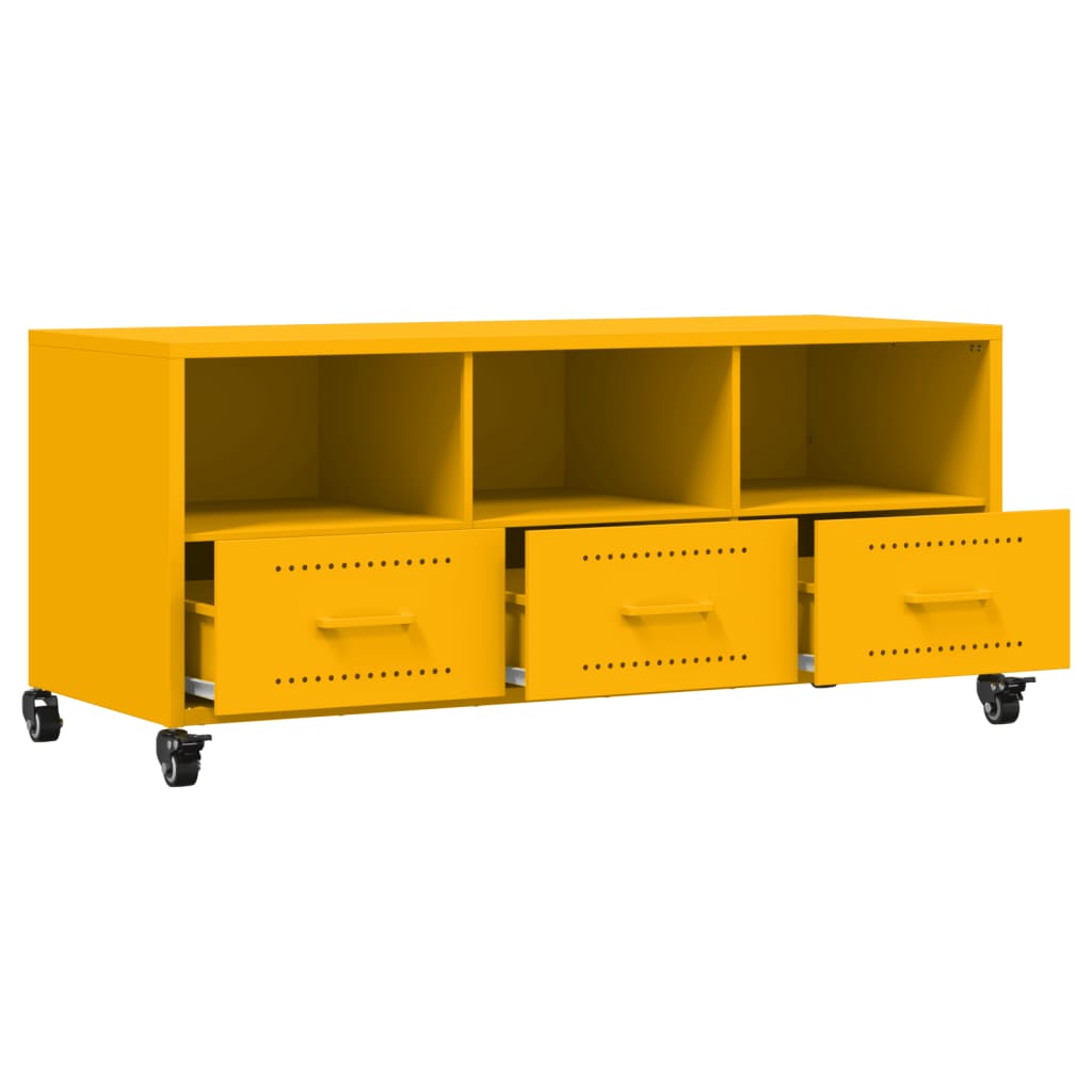 vidaXL Mueble de TV de acero amarillo mostaza 100,5x39x43,5 cm