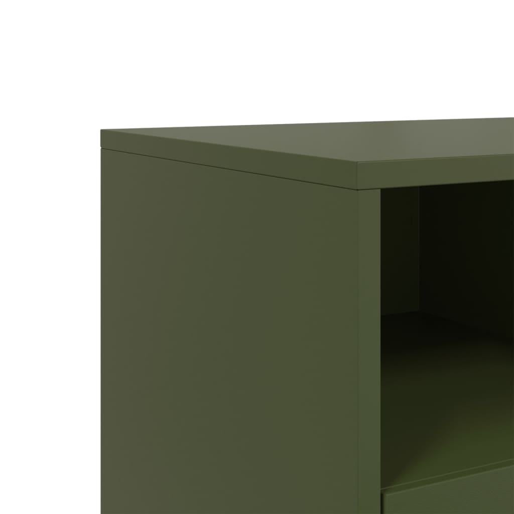 vidaXL Mueble TV acero laminado en frío verde oliva 100,5x39x43,5 cm