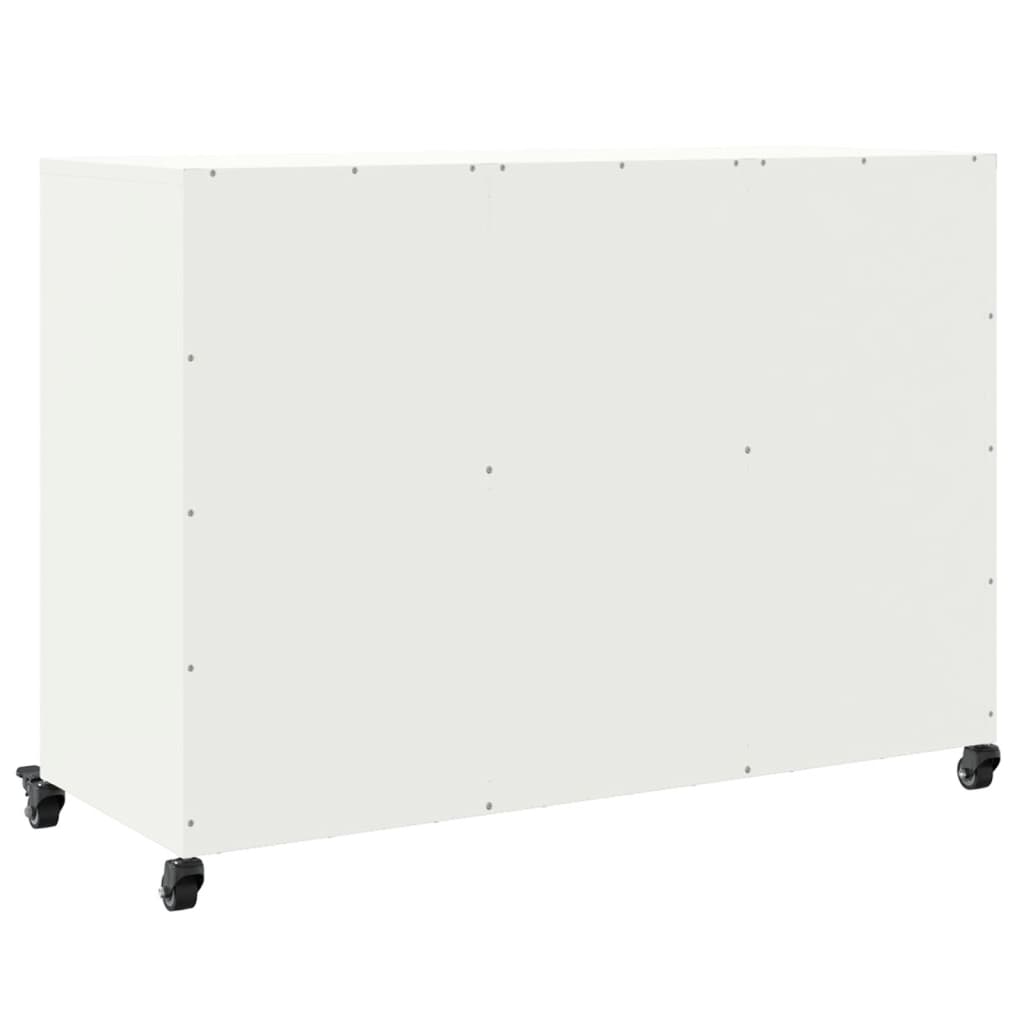 vidaXL Aparador de acero blanco 100,5x39x72 cm