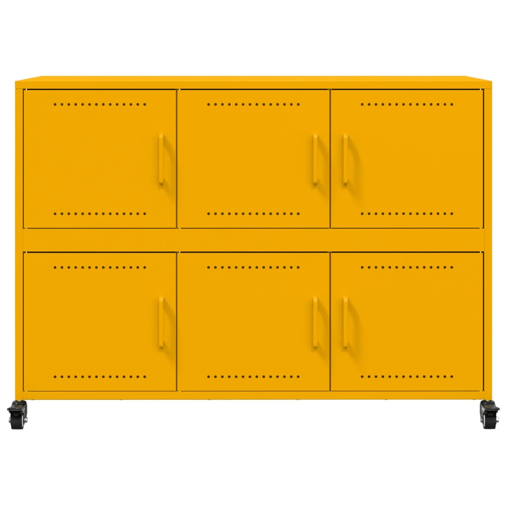 vidaXL Aparador de acero amarillo mostaza 100,5x39x72 cm