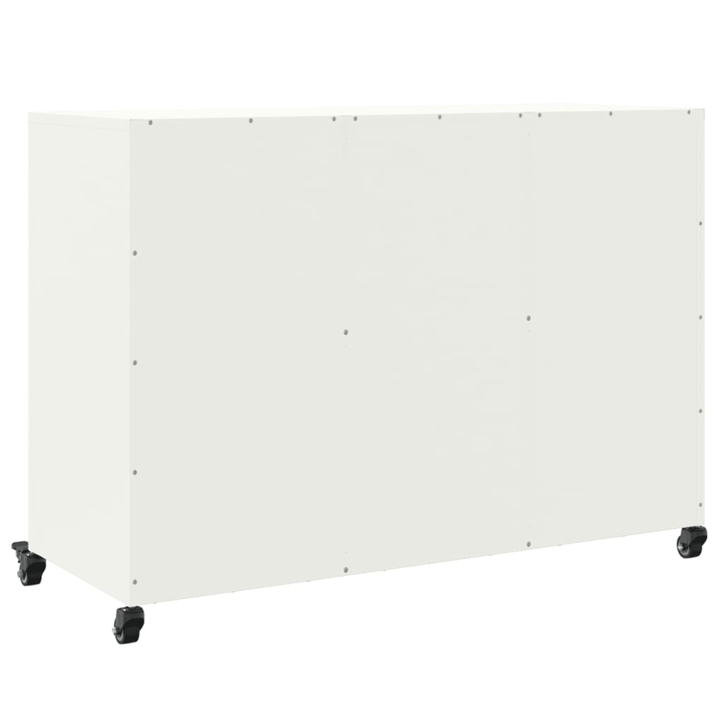 vidaXL Aparador de acero blanco 100,5x39x72 cm