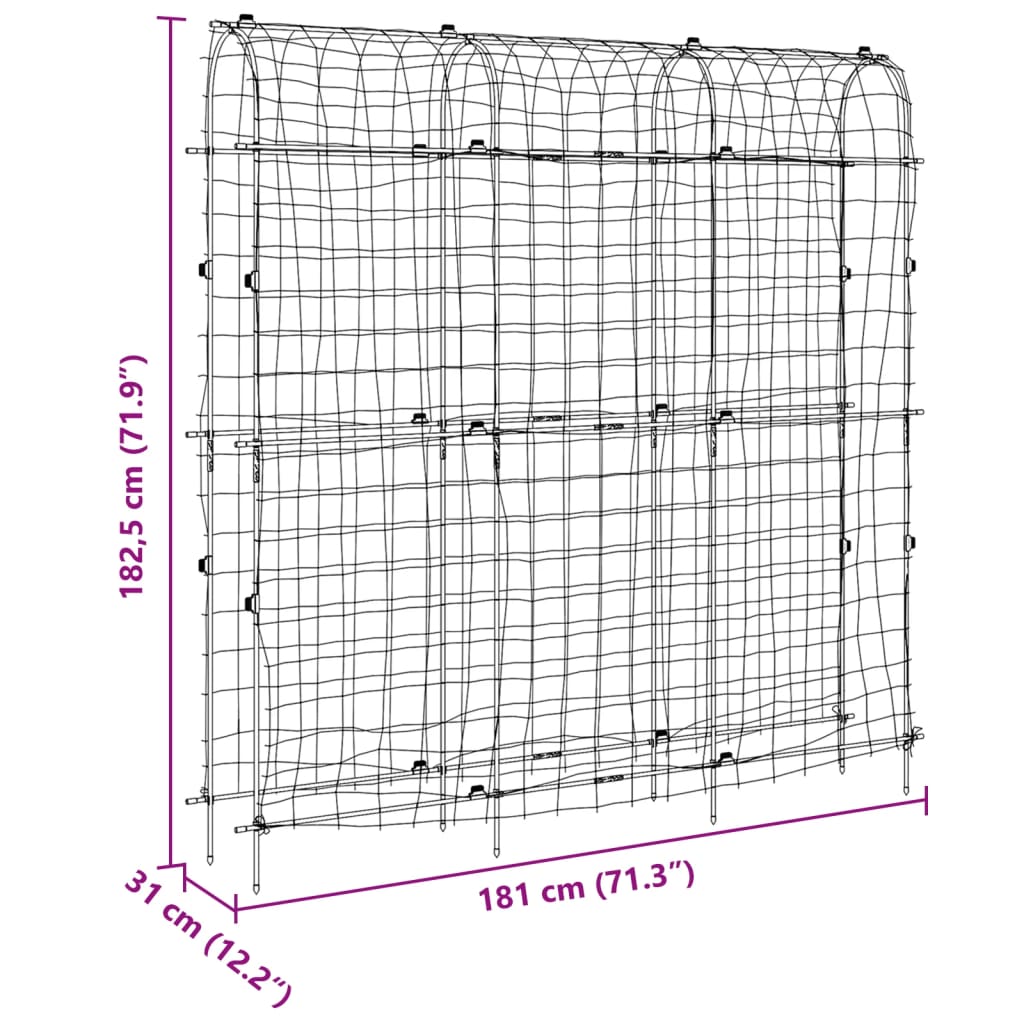 vidaXL Enrejado jardín plantas trepadoras forma U acero 181x31x182,5cm