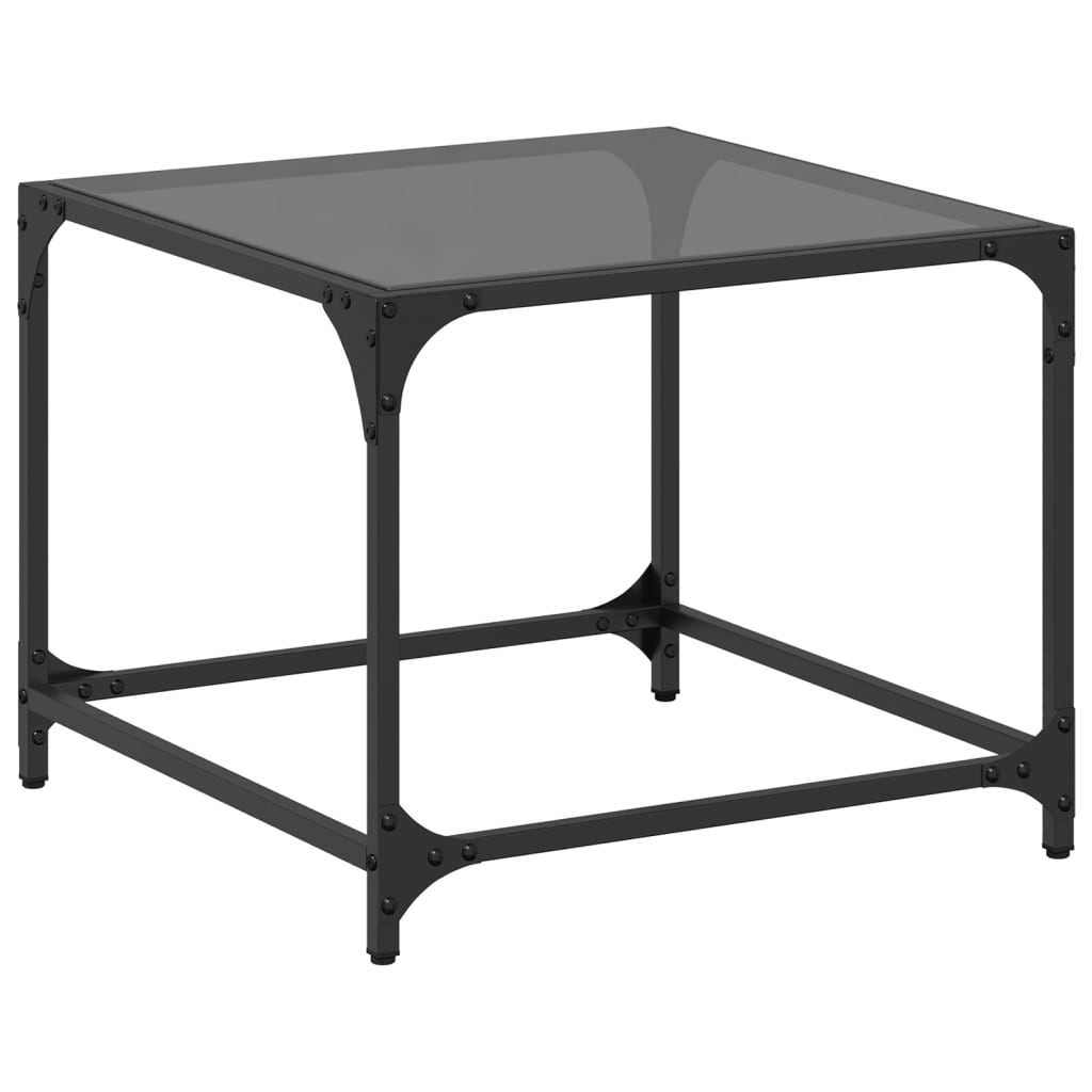 vidaXL Mesa de centro superficie vidrio negro y acero 50x50x40 cm