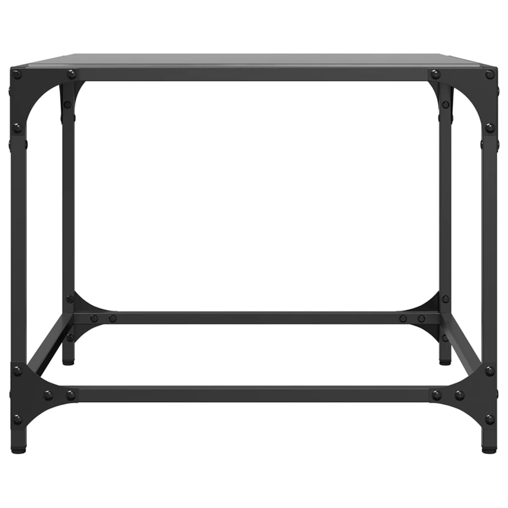 vidaXL Mesa de centro superficie vidrio negro y acero 50x50x40 cm