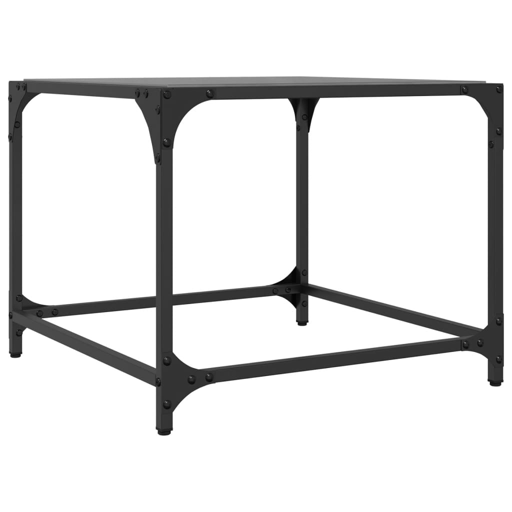 vidaXL Mesa de centro superficie vidrio negro y acero 50x50x40 cm