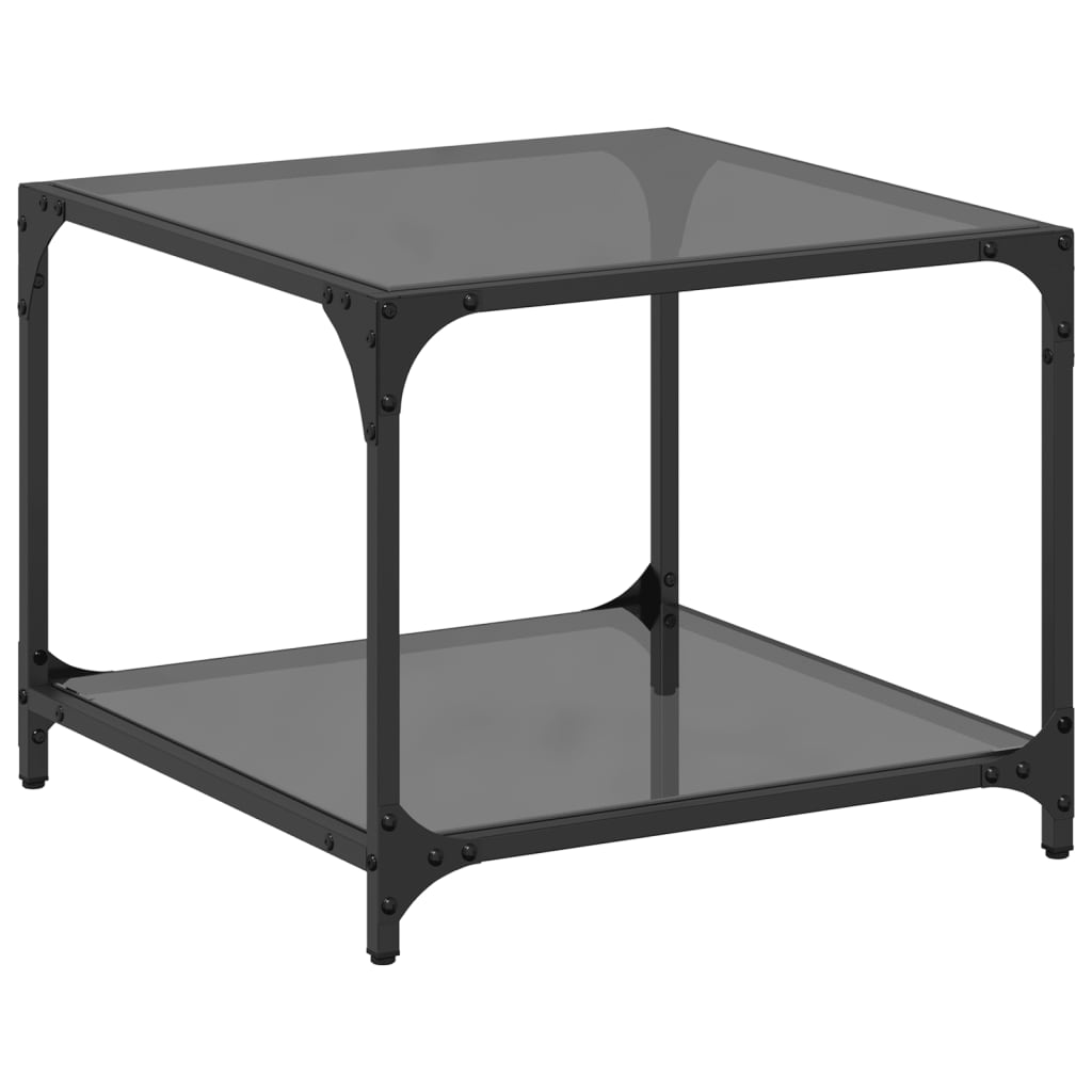 vidaXL Mesa de centro superficie vidrio negro y acero 50x50x40 cm