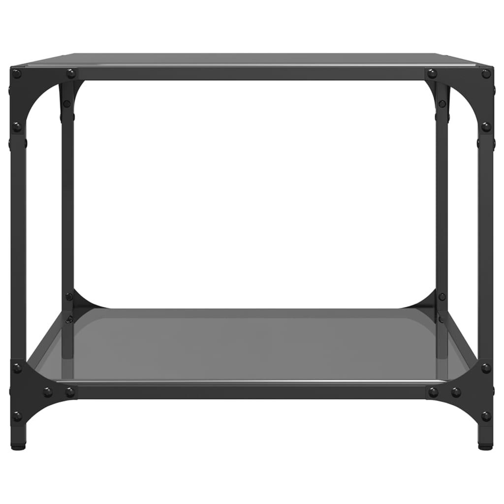 vidaXL Mesa de centro superficie vidrio negro y acero 50x50x40 cm