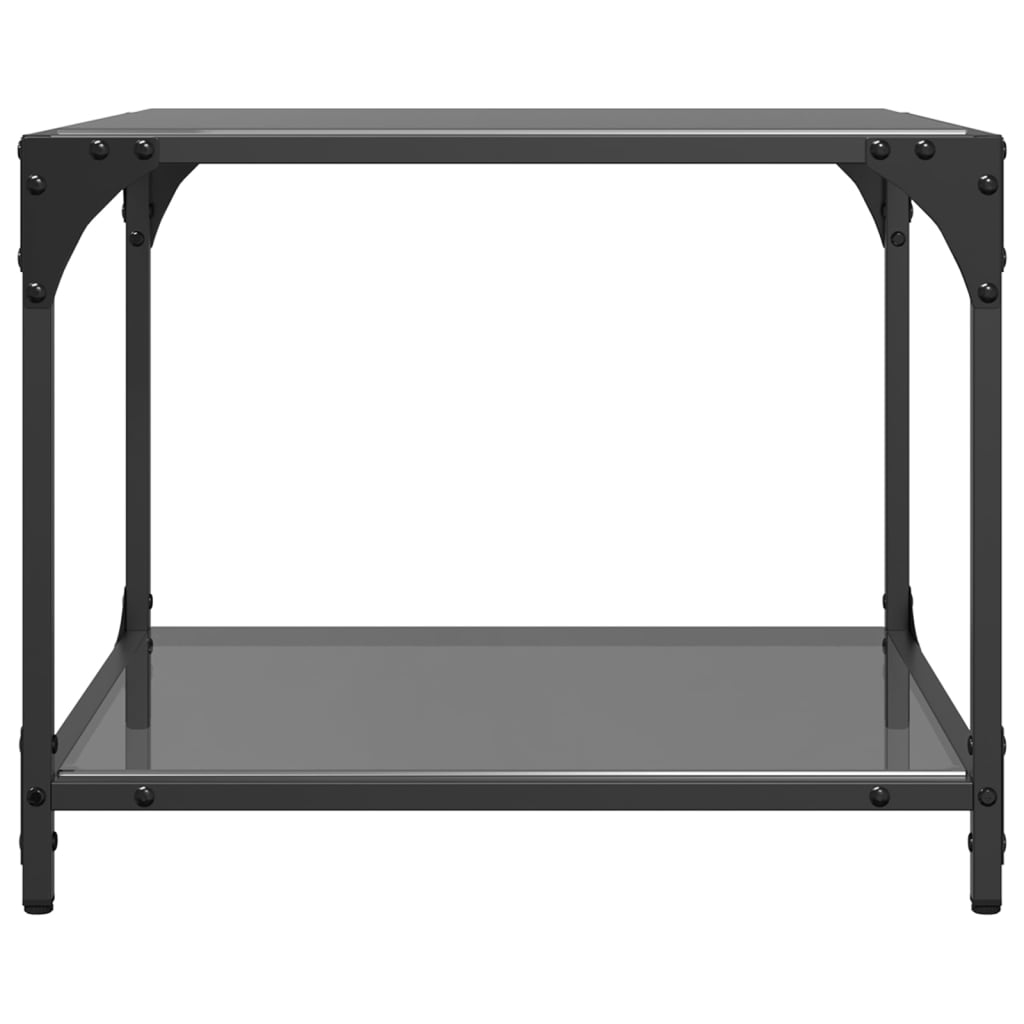 vidaXL Mesa de centro superficie vidrio negro y acero 50x50x40 cm