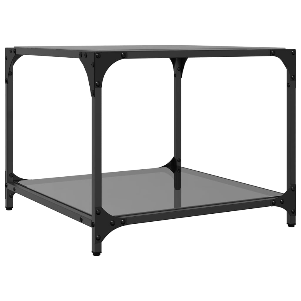 vidaXL Mesa de centro superficie vidrio negro y acero 50x50x40 cm