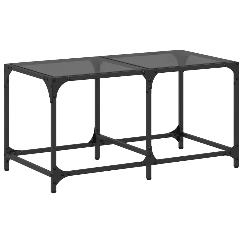 vidaXL Mesa de centro superficie de vidrio acero negra 78,5x40x40 cm