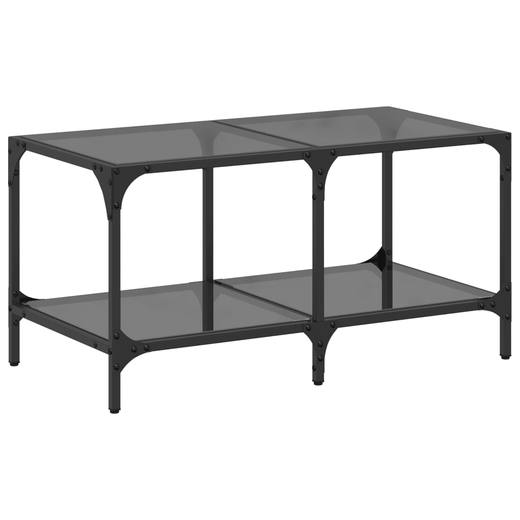 vidaXL Mesa de centro superficie de vidrio acero negra 78,5x40x40 cm