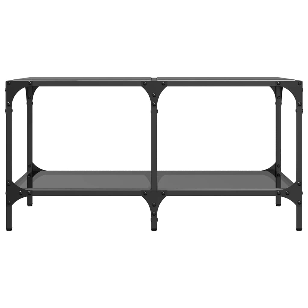 vidaXL Mesa de centro superficie de vidrio acero negra 78,5x40x40 cm